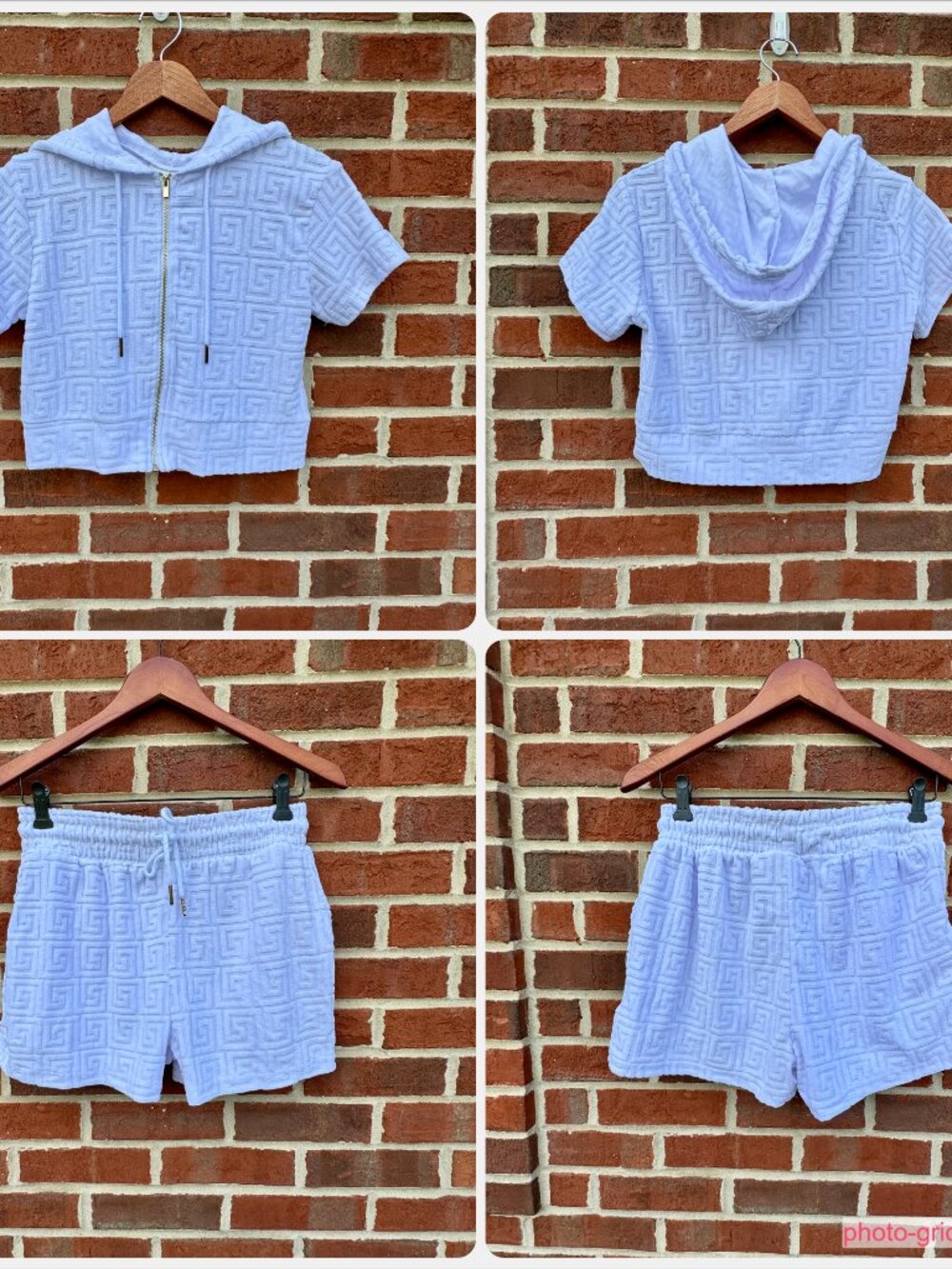 Jolie & Joy by FCT with Love Hooded Shorts Set Jrs Medium White Terry Pockets